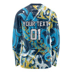 Personalized Gold Coast Titans Rugby Long Sleeve Shirt Urban Street Graffiti Style - Distressed Splatter Elements