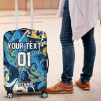 Personalized Gold Coast Titans Rugby Luggage Cover Urban Street Graffiti Style - Distressed Splatter Elements