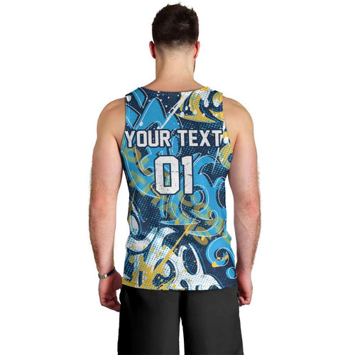 Personalized Gold Coast Titans Rugby Men Tank Top Urban Street Graffiti Style - Distressed Splatter Elements