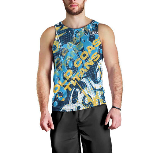 Personalized Gold Coast Titans Rugby Men Tank Top Urban Street Graffiti Style - Distressed Splatter Elements