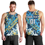Personalized Gold Coast Titans Rugby Men Tank Top Urban Street Graffiti Style - Distressed Splatter Elements