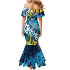 Personalized Gold Coast Titans Rugby Mermaid Dress Urban Street Graffiti Style - Distressed Splatter Elements