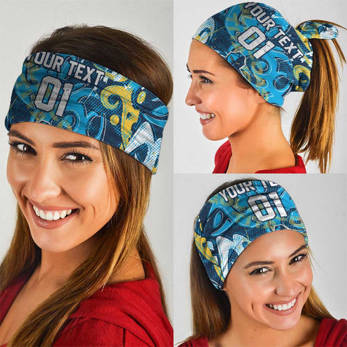 Personalized Gold Coast Titans Rugby Neck Gaiter Urban Street Graffiti Style - Distressed Splatter Elements