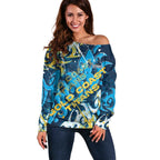 Personalized Gold Coast Titans Rugby Off Shoulder Sweater Urban Street Graffiti Style - Distressed Splatter Elements