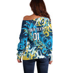 Personalized Gold Coast Titans Rugby Off Shoulder Sweater Urban Street Graffiti Style - Distressed Splatter Elements