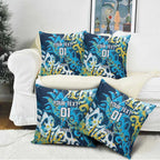 Personalized Gold Coast Titans Rugby Pillow Cover Urban Street Graffiti Style - Distressed Splatter Elements