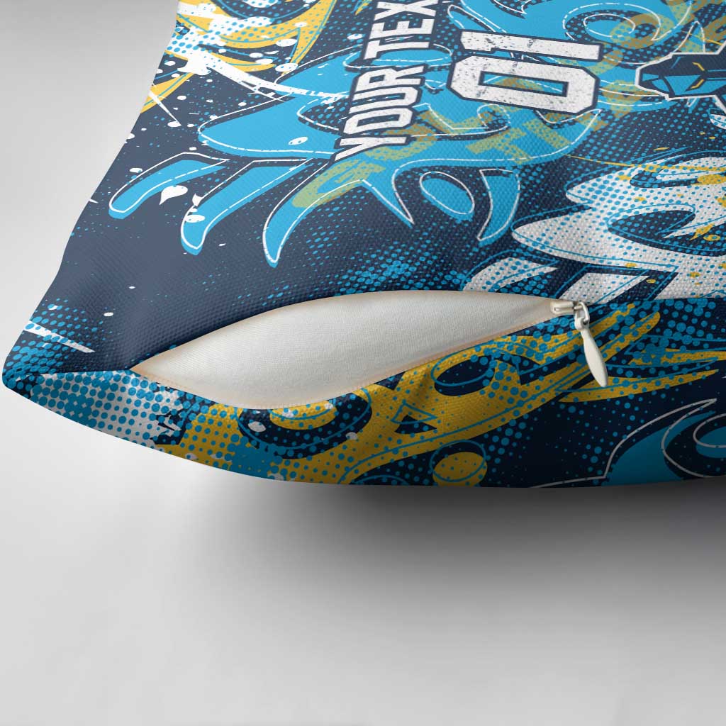 Personalized Gold Coast Titans Rugby Pillow Cover Urban Street Graffiti Style - Distressed Splatter Elements