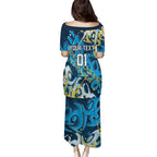 Personalized Gold Coast Titans Rugby Puletasi Urban Street Graffiti Style - Distressed Splatter Elements