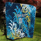Personalized Gold Coast Titans Rugby Quilt Urban Street Graffiti Style - Distressed Splatter Elements