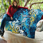 Personalized Gold Coast Titans Rugby Quilt Urban Street Graffiti Style - Distressed Splatter Elements