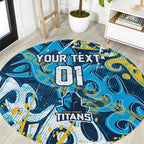 Personalized Gold Coast Titans Rugby Round Carpet Urban Street Graffiti Style - Distressed Splatter Elements