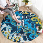 Personalized Gold Coast Titans Rugby Round Carpet Urban Street Graffiti Style - Distressed Splatter Elements