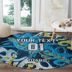 Personalized Gold Coast Titans Rugby Round Carpet Urban Street Graffiti Style - Distressed Splatter Elements