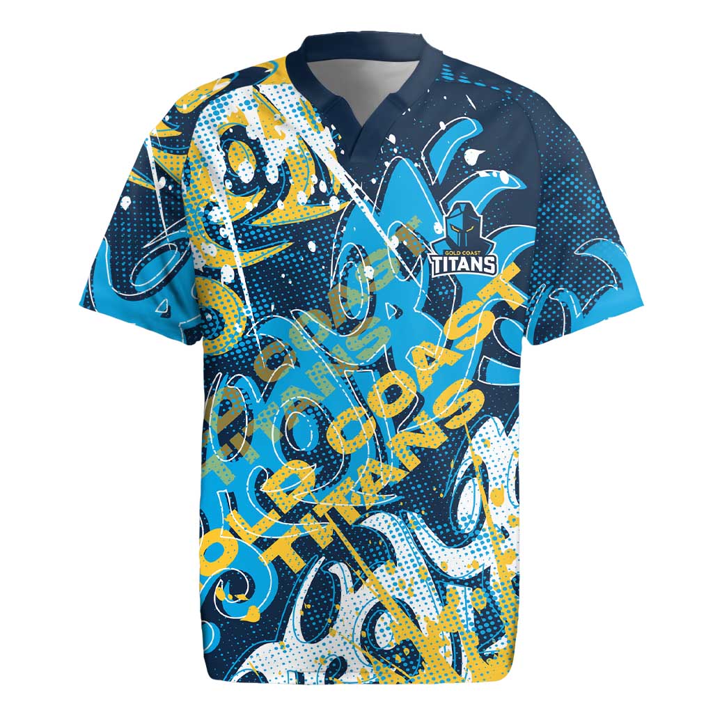 Personalized Gold Coast Titans Rugby Rugby Jersey Urban Street Graffiti Style - Distressed Splatter Elements