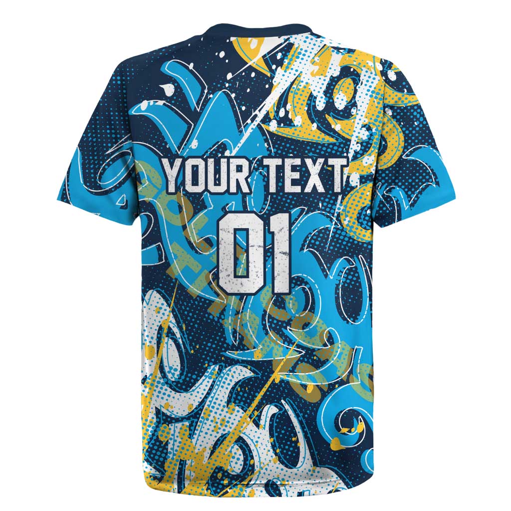 Personalized Gold Coast Titans Rugby Rugby Jersey Urban Street Graffiti Style - Distressed Splatter Elements