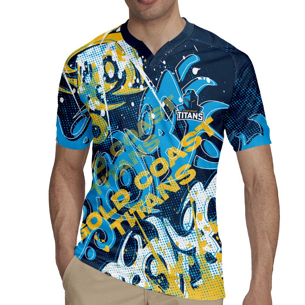 Personalized Gold Coast Titans Rugby Rugby Jersey Urban Street Graffiti Style - Distressed Splatter Elements