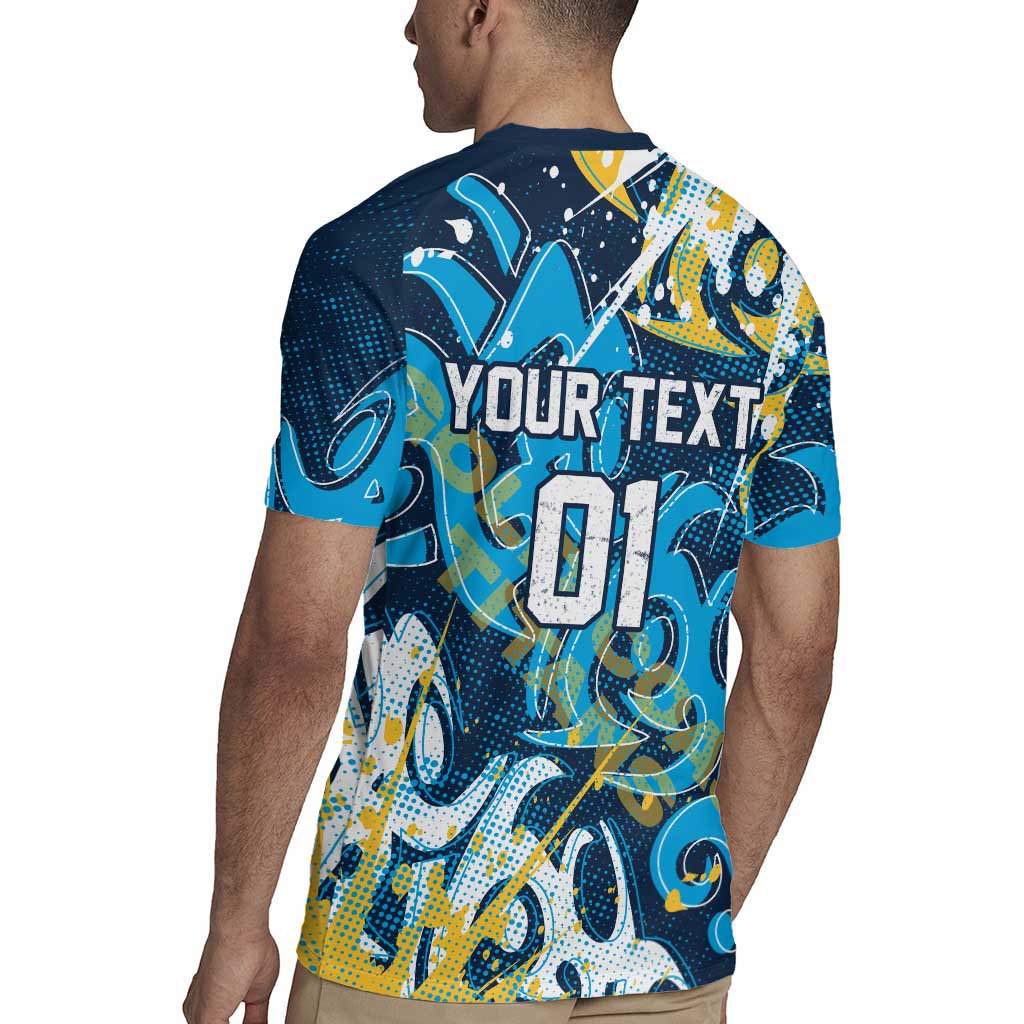 Personalized Gold Coast Titans Rugby Rugby Jersey Urban Street Graffiti Style - Distressed Splatter Elements