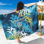 Personalized Gold Coast Titans Rugby Sarong Urban Street Graffiti Style - Distressed Splatter Elements