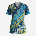 Personalized Gold Coast Titans Rugby Scrub Top Urban Street Graffiti Style - Distressed Splatter Elements