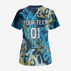 Personalized Gold Coast Titans Rugby Scrub Top Urban Street Graffiti Style - Distressed Splatter Elements