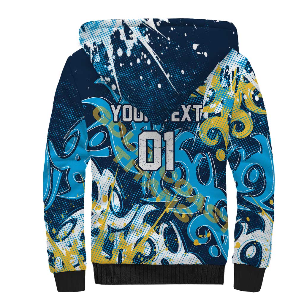 Personalized Gold Coast Titans Rugby Sherpa Hoodie Urban Street Graffiti Style - Distressed Splatter Elements