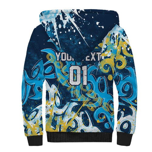 Personalized Gold Coast Titans Rugby Sherpa Hoodie Urban Street Graffiti Style - Distressed Splatter Elements