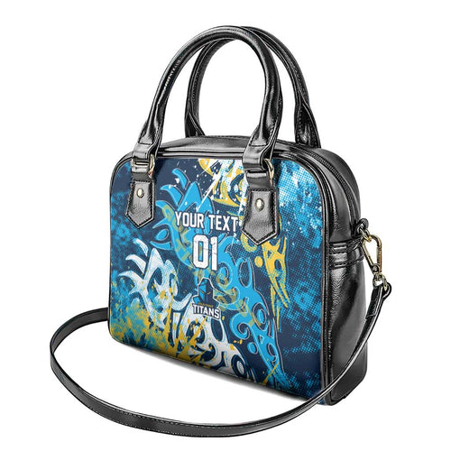 Personalized Gold Coast Titans Rugby Shoulder Handbag Urban Street Graffiti Style - Distressed Splatter Elements