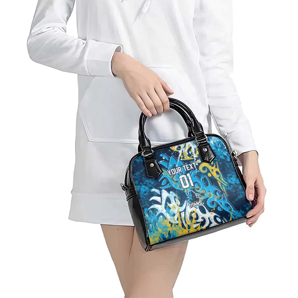 Personalized Gold Coast Titans Rugby Shoulder Handbag Urban Street Graffiti Style - Distressed Splatter Elements