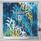 Personalized Gold Coast Titans Rugby Shower Curtain Urban Street Graffiti Style - Distressed Splatter Elements