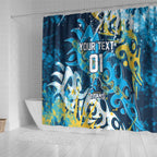 Personalized Gold Coast Titans Rugby Shower Curtain Urban Street Graffiti Style - Distressed Splatter Elements