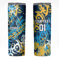 Personalized Gold Coast Titans Rugby Skinny Tumbler Urban Street Graffiti Style - Distressed Splatter Elements