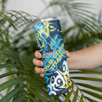 Personalized Gold Coast Titans Rugby Skinny Tumbler Urban Street Graffiti Style - Distressed Splatter Elements