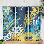 Personalized Gold Coast Titans Rugby Skinny Tumbler Urban Street Graffiti Style - Distressed Splatter Elements