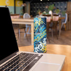 Personalized Gold Coast Titans Rugby Skinny Tumbler Urban Street Graffiti Style - Distressed Splatter Elements