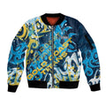 Personalized Gold Coast Titans Rugby Sleeve Zip Bomber Jacket Urban Street Graffiti Style - Distressed Splatter Elements