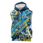 Personalized Gold Coast Titans Rugby Sleeveless Hoodie Urban Street Graffiti Style - Distressed Splatter Elements