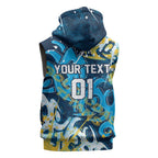 Personalized Gold Coast Titans Rugby Sleeveless Hoodie Urban Street Graffiti Style - Distressed Splatter Elements