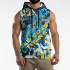 Personalized Gold Coast Titans Rugby Sleeveless Hoodie Urban Street Graffiti Style - Distressed Splatter Elements