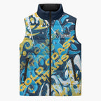 Personalized Gold Coast Titans Rugby Sleeveless Puffer Jacket Urban Street Graffiti Style - Distressed Splatter Elements