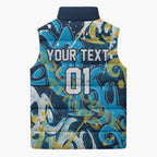 Personalized Gold Coast Titans Rugby Sleeveless Puffer Jacket Urban Street Graffiti Style - Distressed Splatter Elements