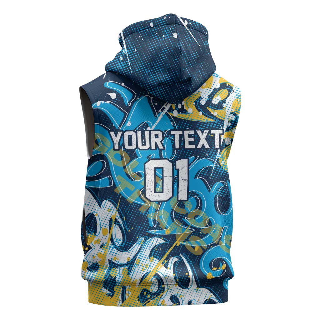 Personalized Gold Coast Titans Rugby Sleeveless Zip Hoodie Urban Street Graffiti Style - Distressed Splatter Elements