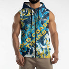 Personalized Gold Coast Titans Rugby Sleeveless Zip Hoodie Urban Street Graffiti Style - Distressed Splatter Elements