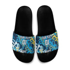 Personalized Gold Coast Titans Rugby Slide Sandals Urban Street Graffiti Style - Distressed Splatter Elements