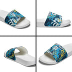 Personalized Gold Coast Titans Rugby Slide Sandals Urban Street Graffiti Style - Distressed Splatter Elements