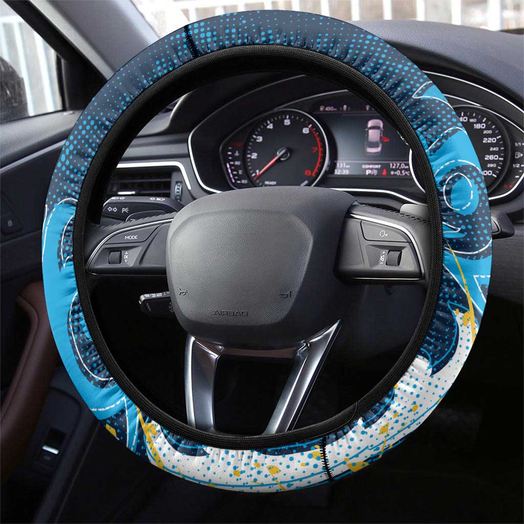 Gold Coast Titans Rugby Steering Wheel Cover Urban Street Graffiti Style - Distressed Splatter Elements