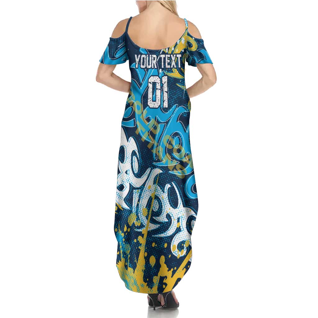 Personalized Gold Coast Titans Rugby Summer Maxi Dress Urban Street Graffiti Style - Distressed Splatter Elements
