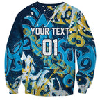 Personalized Gold Coast Titans Rugby Sweatshirt Urban Street Graffiti Style - Distressed Splatter Elements