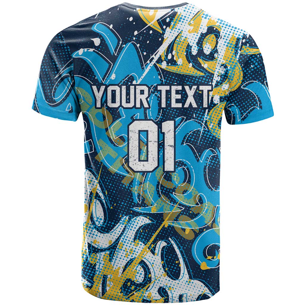 Personalized Gold Coast Titans Rugby T Shirt Urban Street Graffiti Style - Distressed Splatter Elements