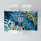 Personalized Gold Coast Titans Rugby Tablecloth Urban Street Graffiti Style - Distressed Splatter Elements