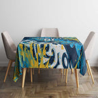 Personalized Gold Coast Titans Rugby Tablecloth Urban Street Graffiti Style - Distressed Splatter Elements